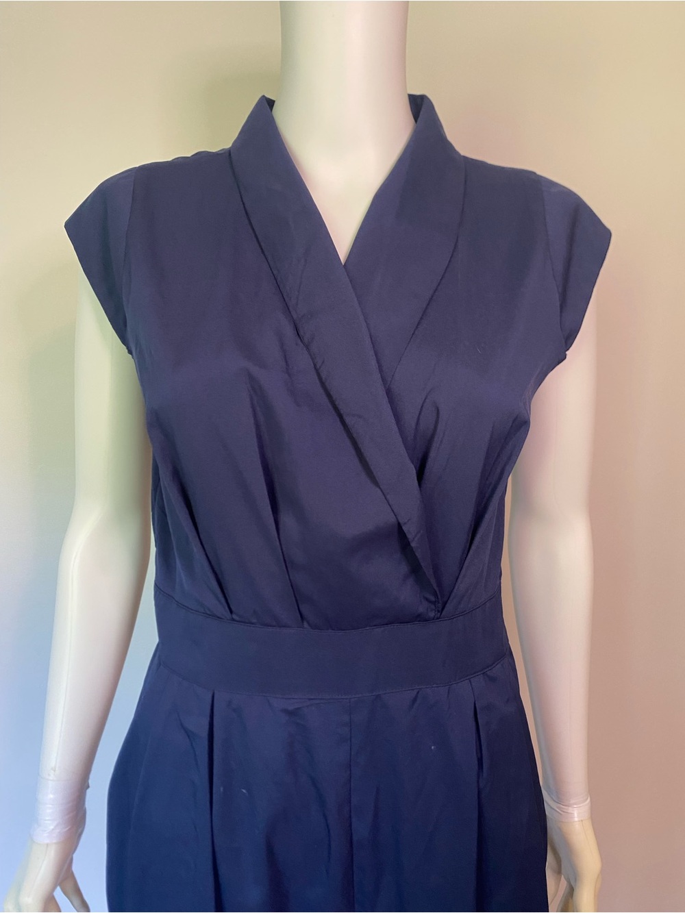 Sleeveless Navy Wrap-Style Jumpsuit